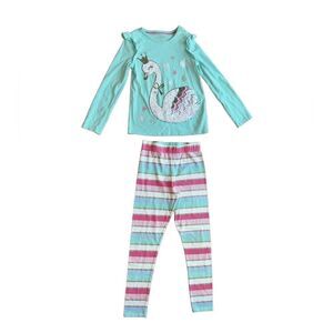 Cynthia Rowley Girl Sequin Swan Ruffle Long Sleeve Shirt & Pants Set -Size Large